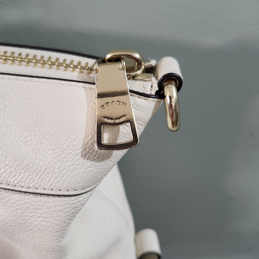 Coach Ivory Leather Tote with Gold Accents - Picture 9 of 15